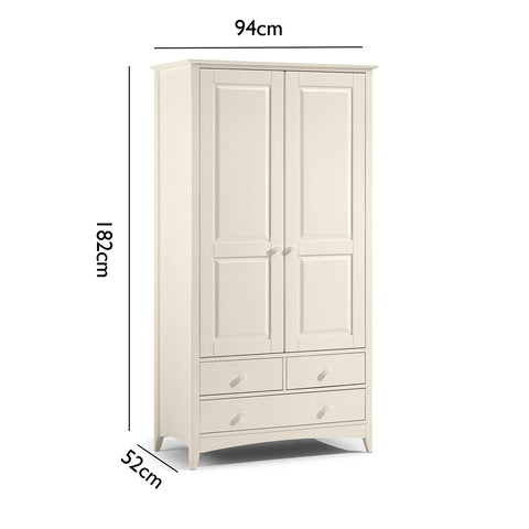 Kameo Stone White 2 Door Gents Wardrobe - Pendle Village Furniture