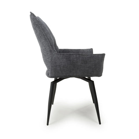 Kara Grey Textured Fabric Swivel set of 4 Dining Chairs