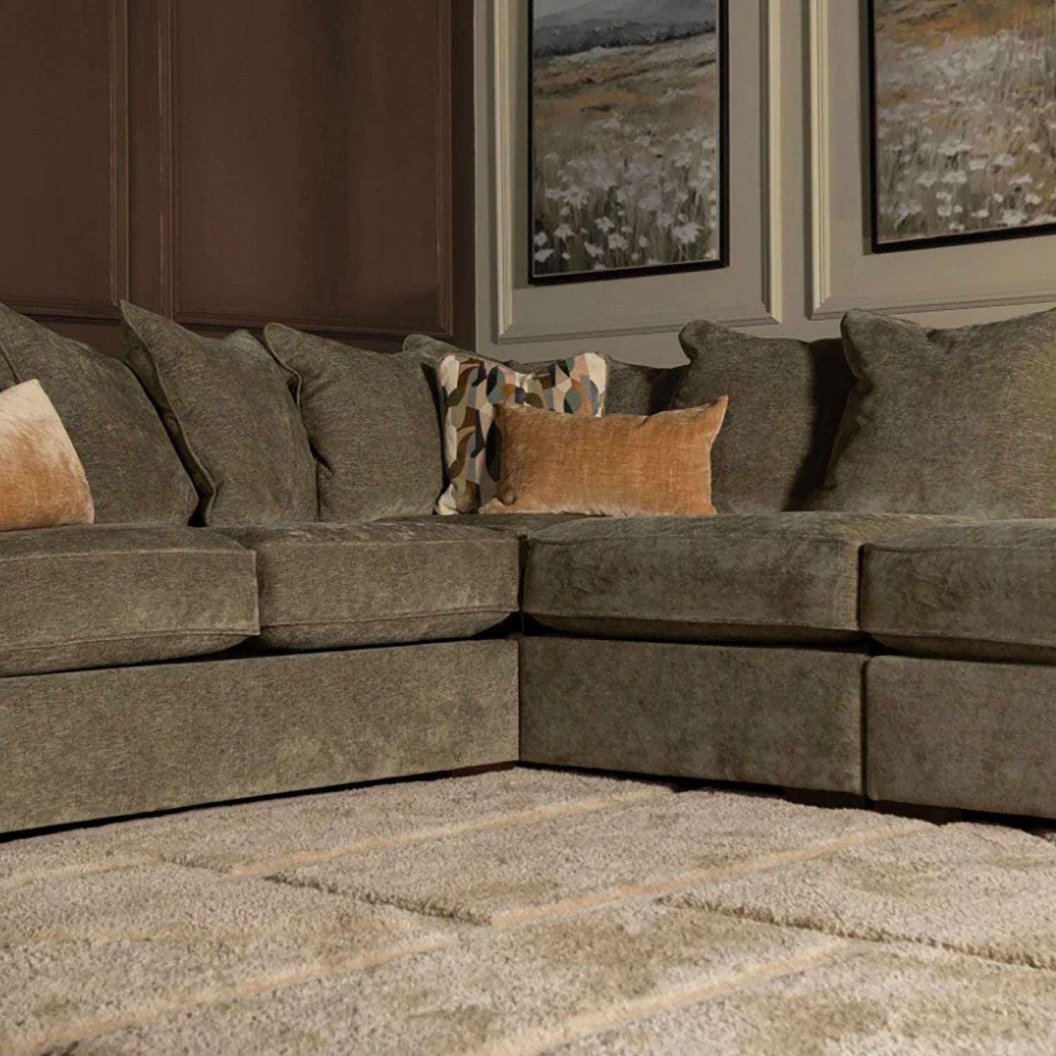 Kaspian Fabric Scatter Back Corner Chaise Sofa - Pendle Village Furniture