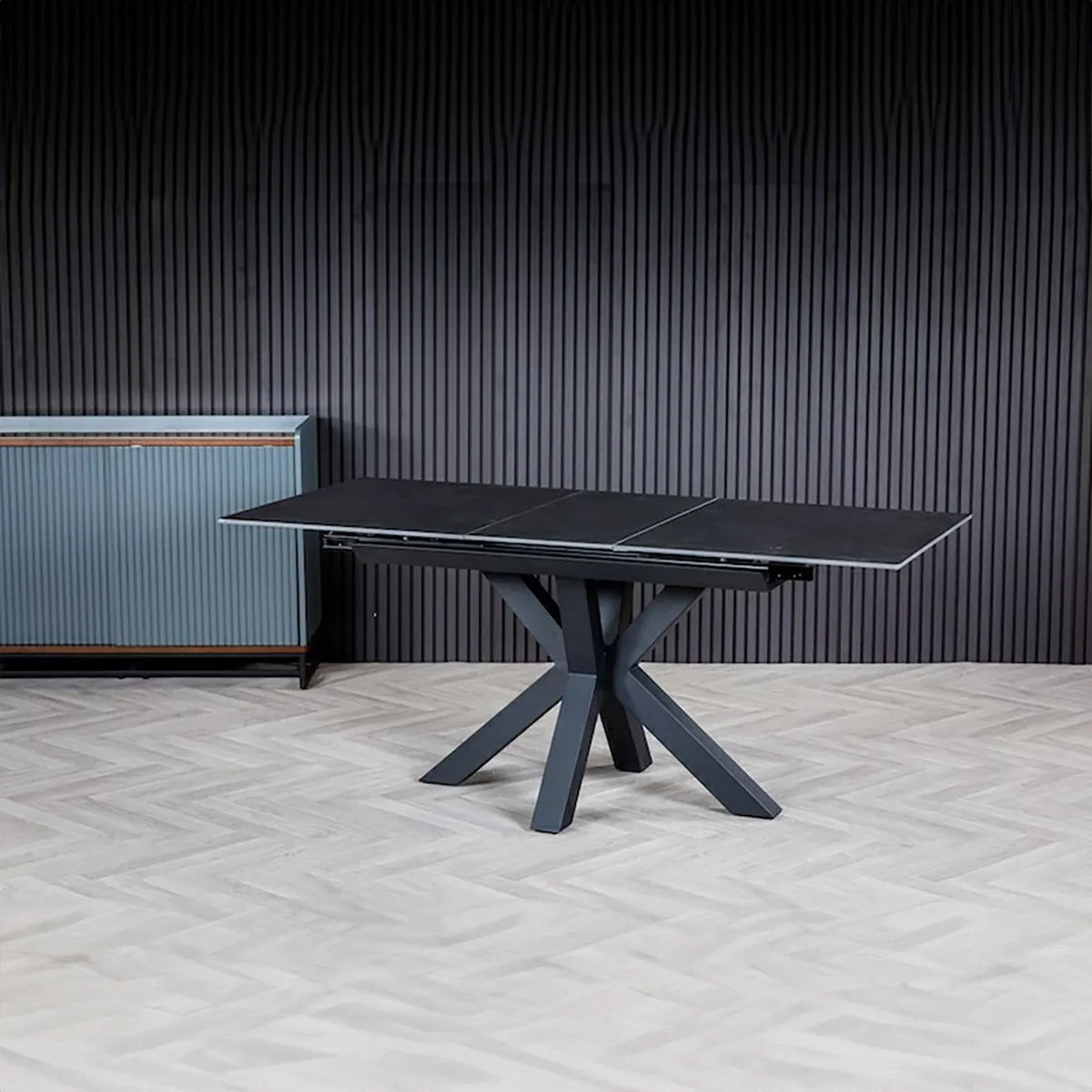 Kastonia 1.2M Matte Vik Dark Grey Sintered Stone Extending Dining Table - Pendle Village Furniture