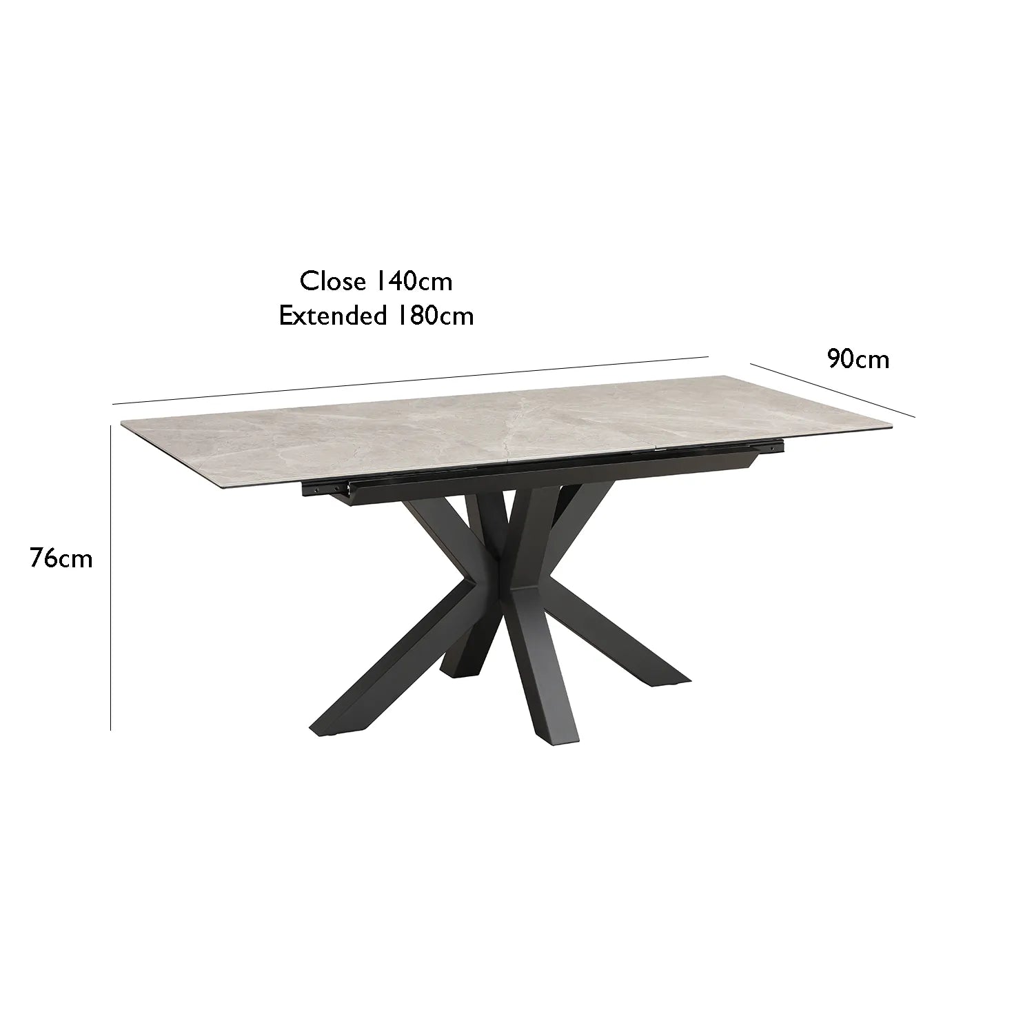 Kastonia 1.4M Kamite Grey Sintered Stone Ext Dining Table with Palermo Dining Chairs - Pendle Village Furniture