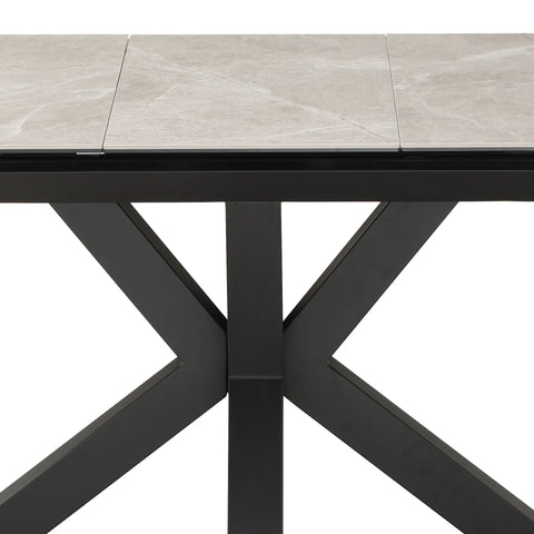 Kastonia 1.4M Kamite Grey Sintered Stone Ext Dining Table with Palermo Dining Chairs - Pendle Village Furniture