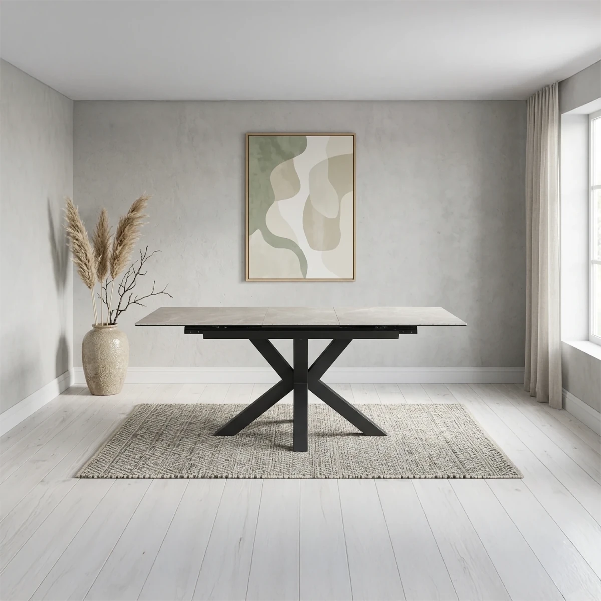 Kastonia 140–180cm Kamite Grey Sintered Stone Extending Dining Table