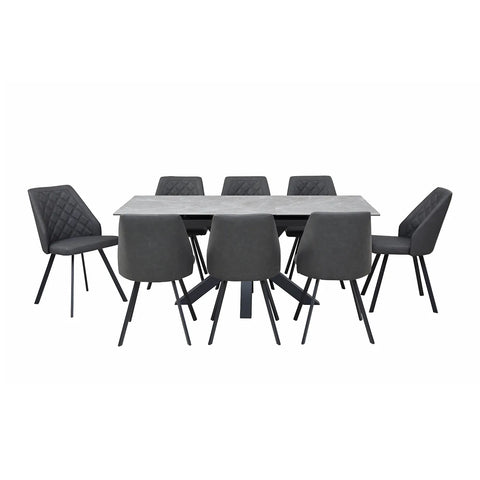 Kastonia 1.4M Kamite Grey Sintered Stone Ext Dining Table with Palermo Dining Chairs - Pendle Village Furniture
