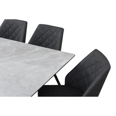 Kastonia 1.4M Kamite Grey Sintered Stone Ext Dining Table with Palermo Dining Chairs - Pendle Village Furniture