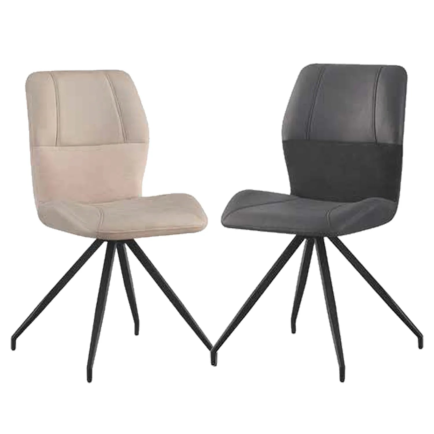 Kastonia Fabric and Suede Swivel Dining Chairs
