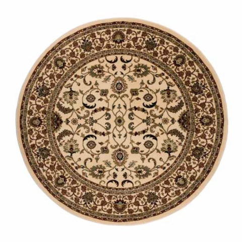 Timeless floral round rug with durable material and refined design.