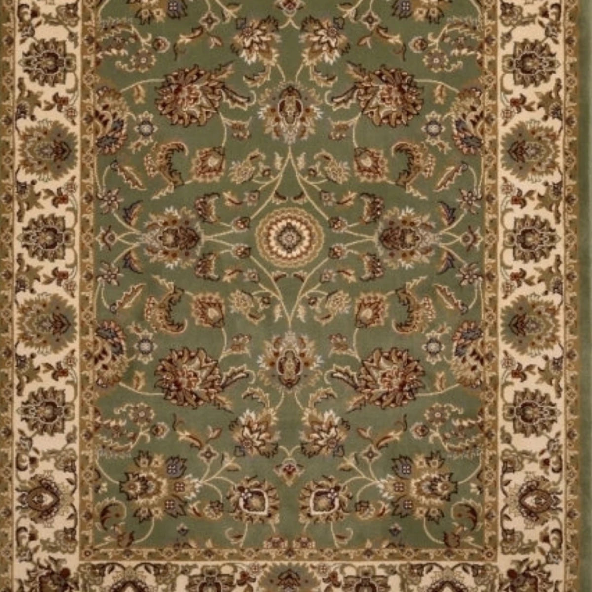 Traditional patterned rug inspired by Persian styles.