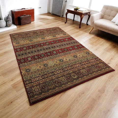 Kendra 135R Red and Rust Moroccan Stripe Rug - Pendle Village Furniture