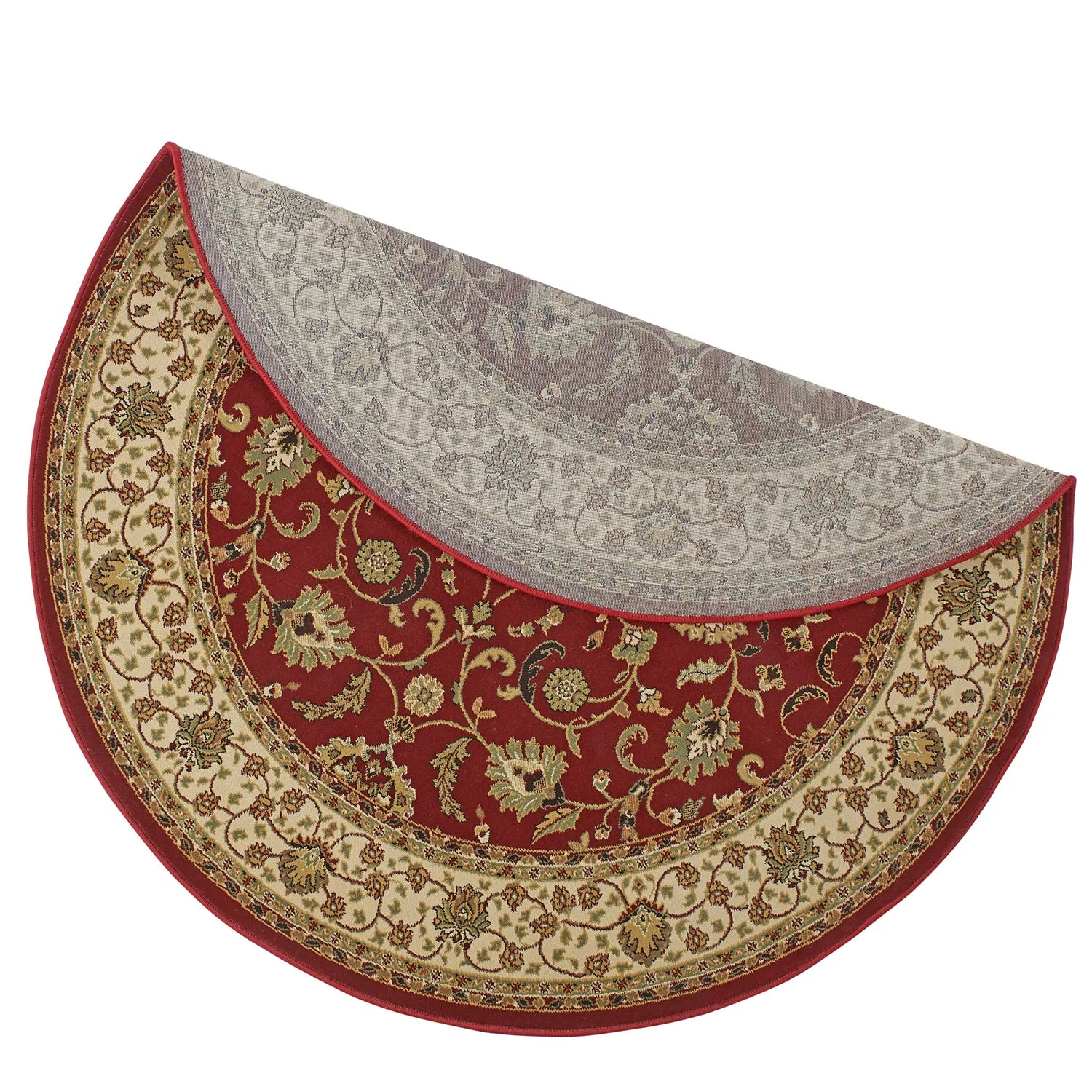 Kendra 137R Red and Cream Traditional Round Rug - Pendle Village Furniture