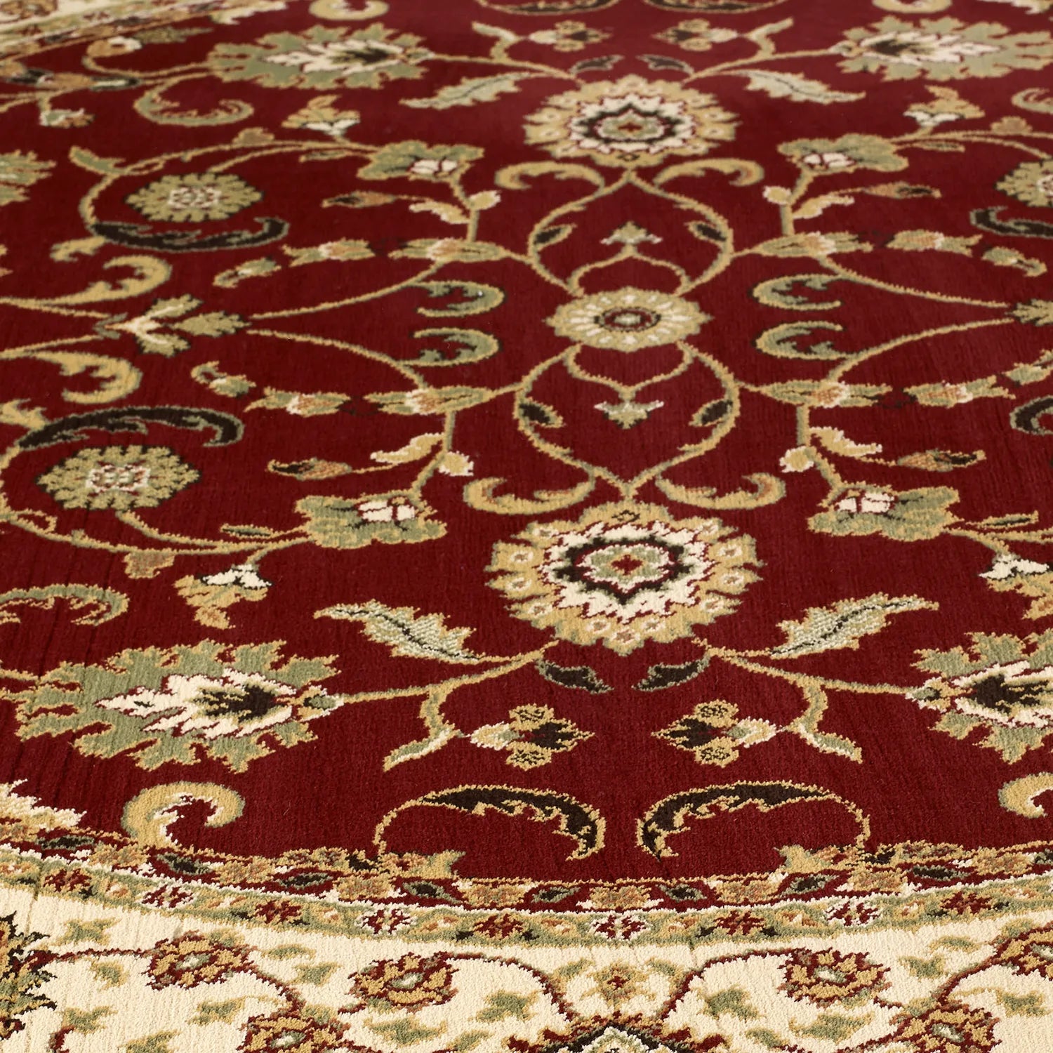 Kendra 137R Red and Cream Traditional Round Rug - Pendle Village Furniture