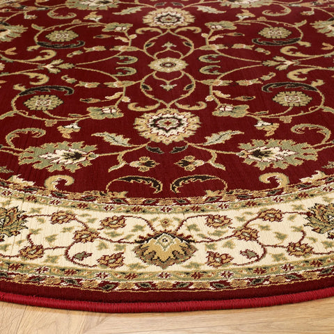 Kendra 137R Red and Cream Traditional Round Rug - Pendle Village Furniture