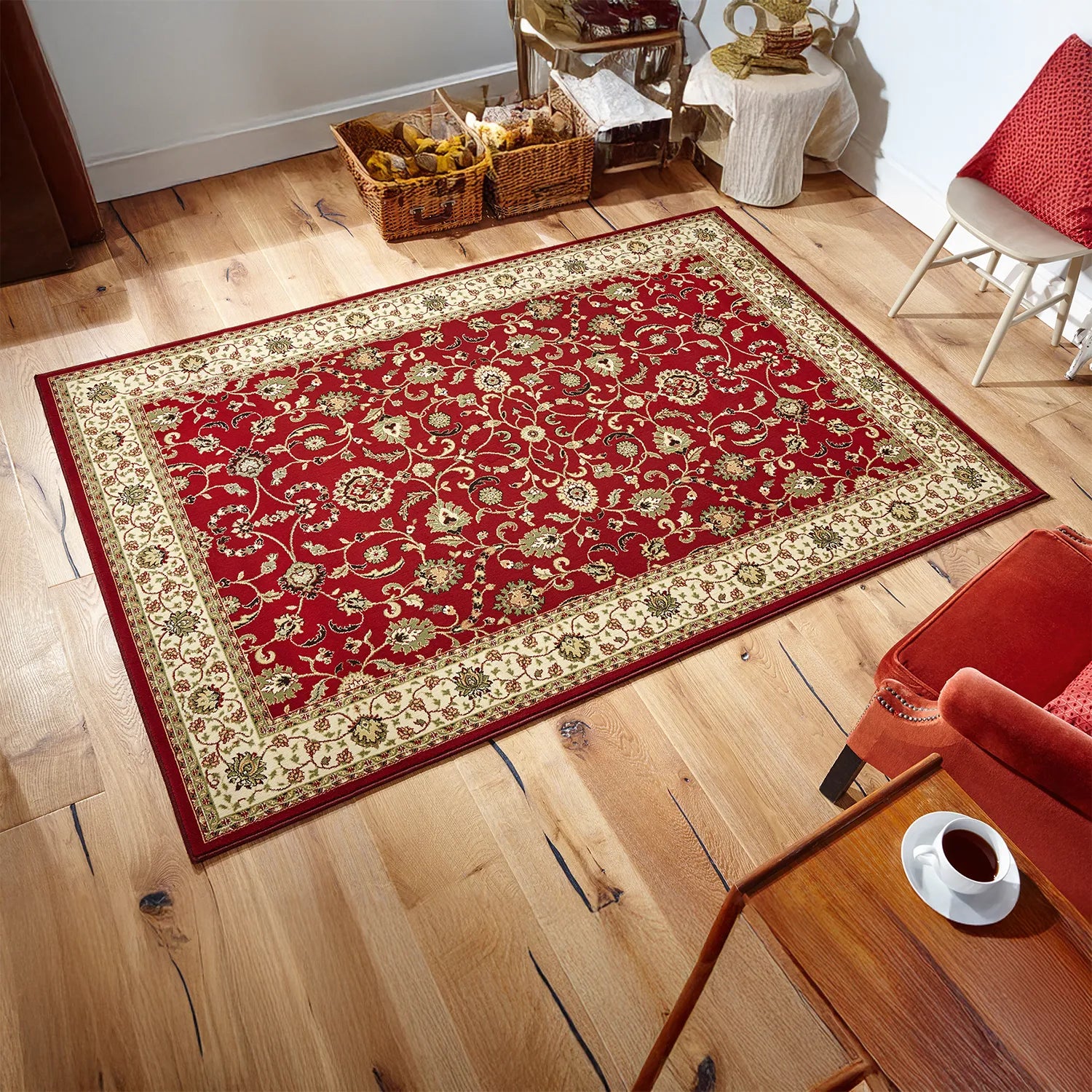 Kendra 137R Red and Cream Traditional Rug - Pendle Village Furniture