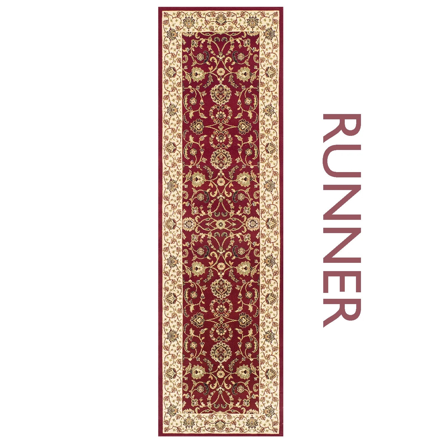 Kendra 137R Red and Cream Traditional Runner - Pendle Village Furniture