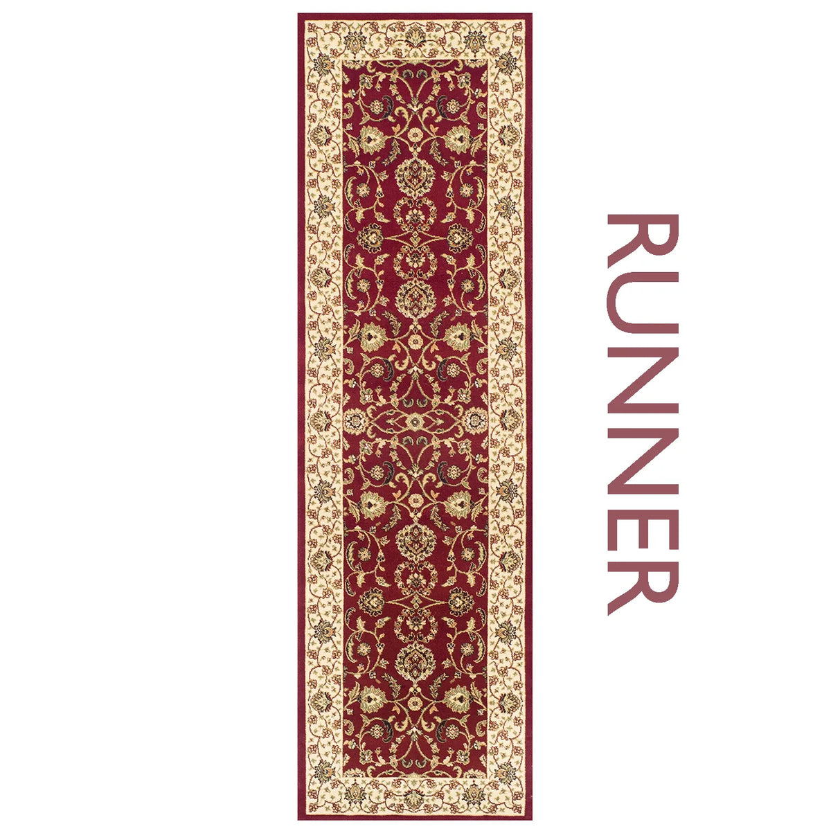 Kendra 137R Red and Cream Traditional Runner - Pendle Village Furniture