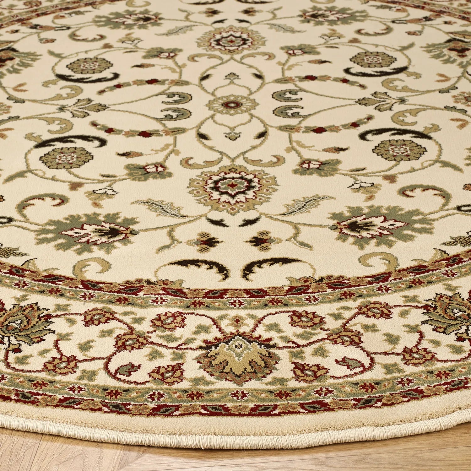 Kendra 137W Cream Traditional Round Rug - Pendle Village Furniture