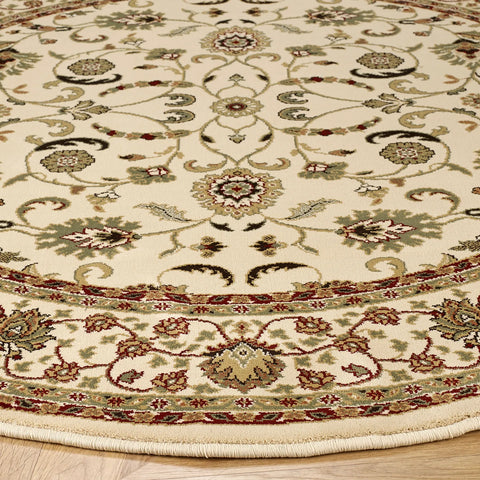 Kendra 137W Cream Traditional Round Rug - Pendle Village Furniture