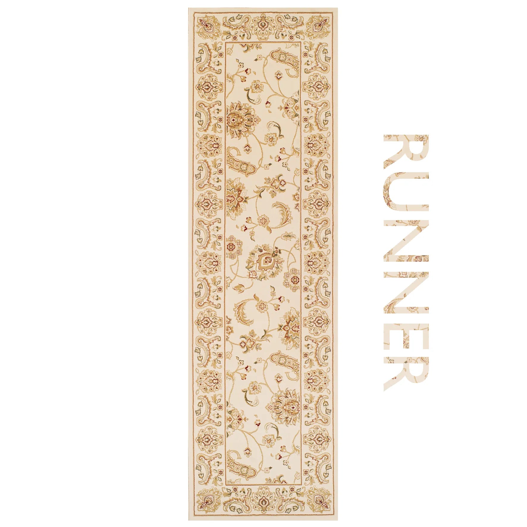 Kendra 2330X Cream and Gold Traditional Runner Rug - Pendle Village Furniture