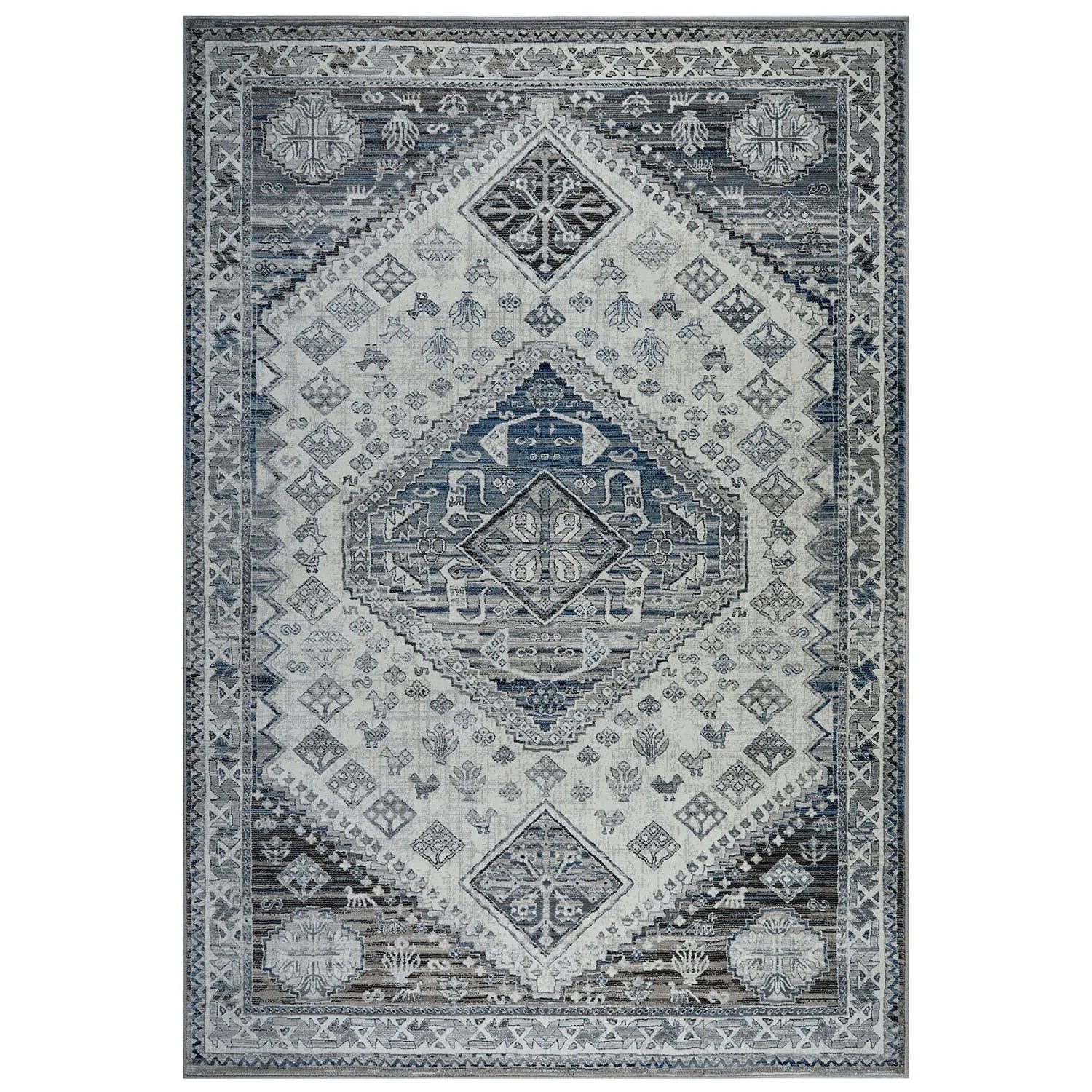 Kendra 2603H Grey and Blue Traditional Rug - Pendle Village Furniture