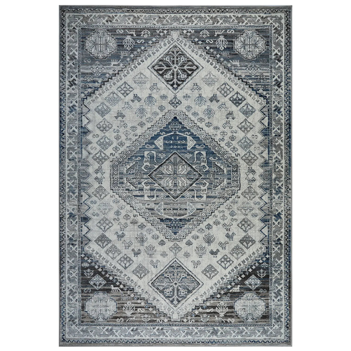 Kendra 2603H Grey and Blue Traditional Rug - Pendle Village Furniture