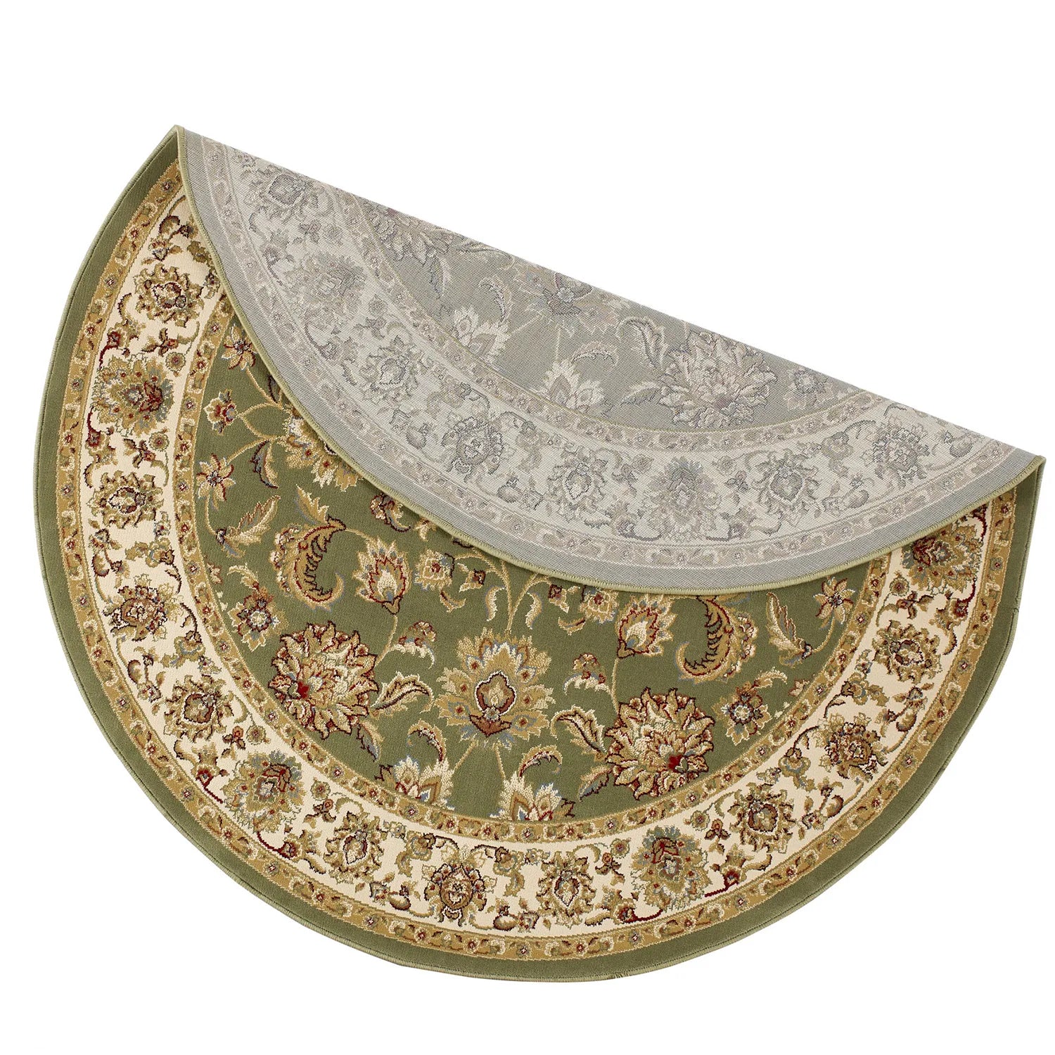 Kendra 3330G Green and Cream Traditional Round Rug - Pendle Village Furniture