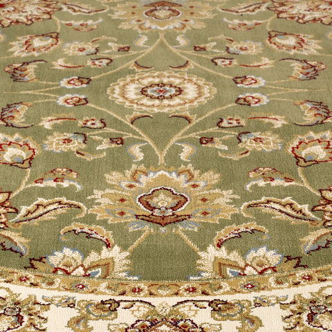 Kendra 3330G Green and Cream Traditional Round Rug - Pendle Village Furniture