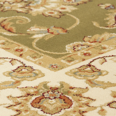 Kendra 3330g Green and Cream Traditional Rug - Pendle Village Furniture