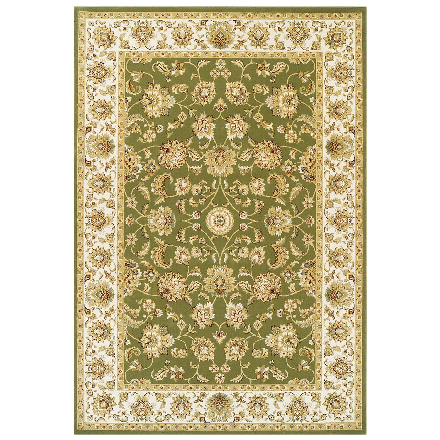 Kendra 3330g Green and Cream Traditional Rug - Pendle Village Furniture