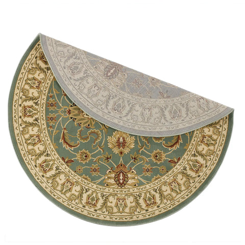 Kendra 45L Green and Cream Round Traditional Rug - Pendle Village Furniture