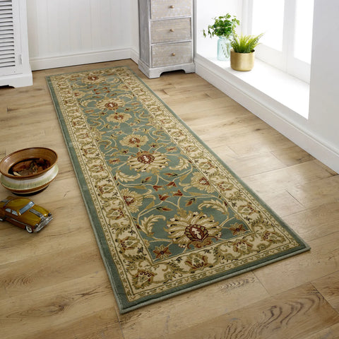 Kendra 45L Green and Cream Runner Traditional Rug - Pendle Village Furniture