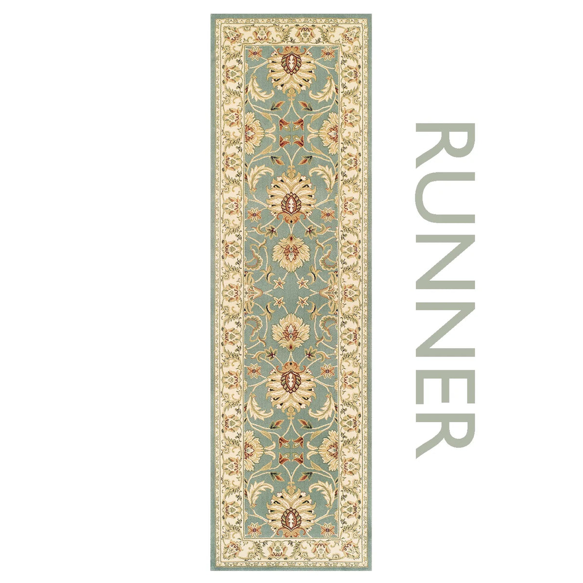 Kendra 45L Green and Cream Runner Traditional Rug - Pendle Village Furniture
