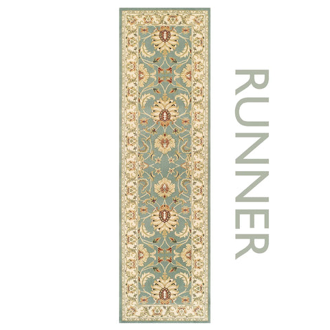 Kendra 45L Green and Cream Runner Traditional Rug - Pendle Village Furniture