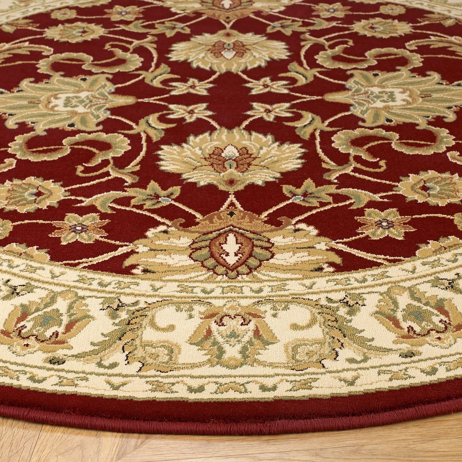 Kendra 45M Red and Gold Traditional Round Rug - Pendle Village Furniture