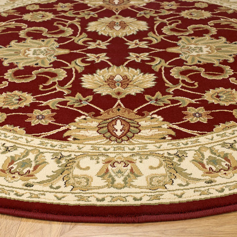 Kendra 45M Red and Gold Traditional Round Rug - Pendle Village Furniture