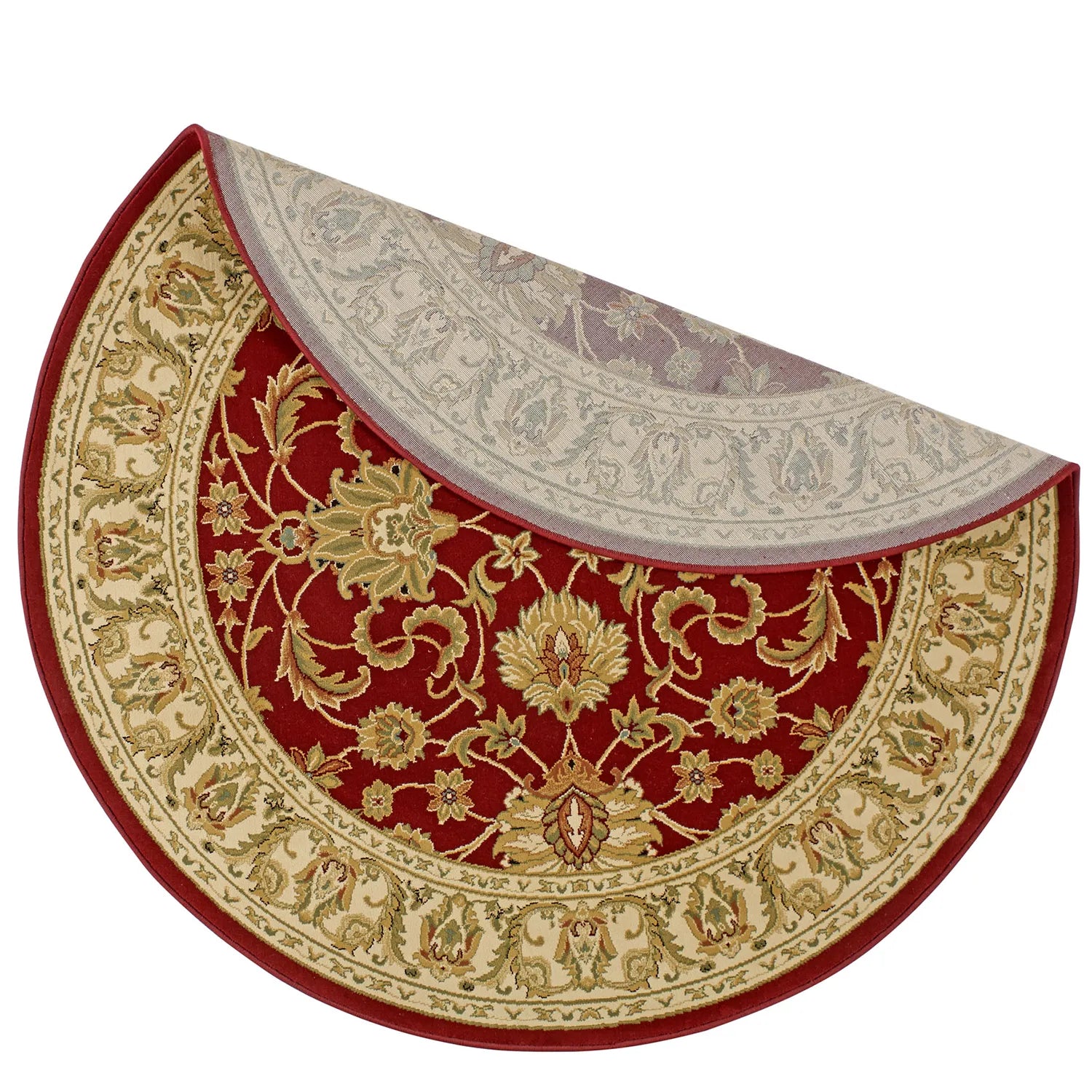 Kendra 45M Red and Gold Traditional Round Rug - Pendle Village Furniture