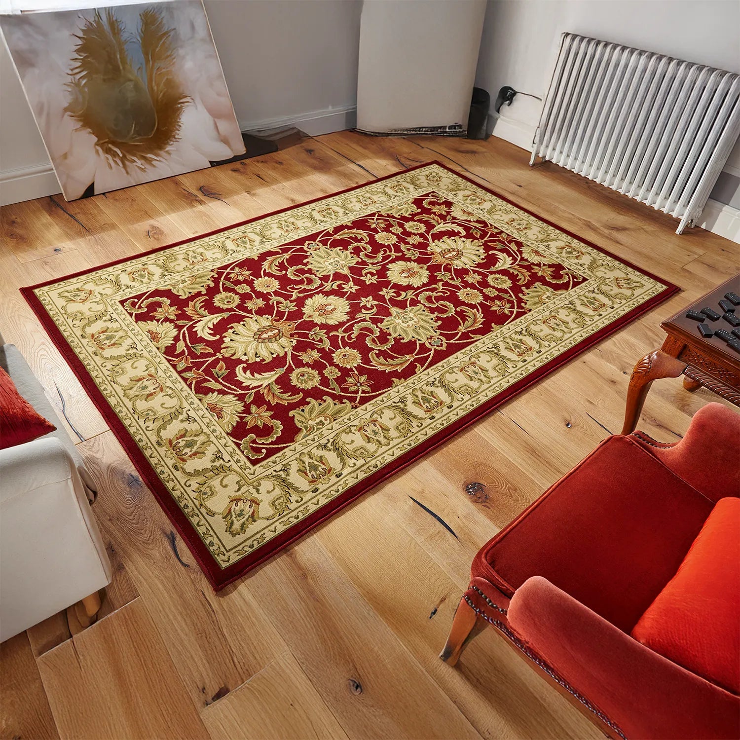 Kendra 45M Red/Gold Traditional Rug - Pendle Village Furniture