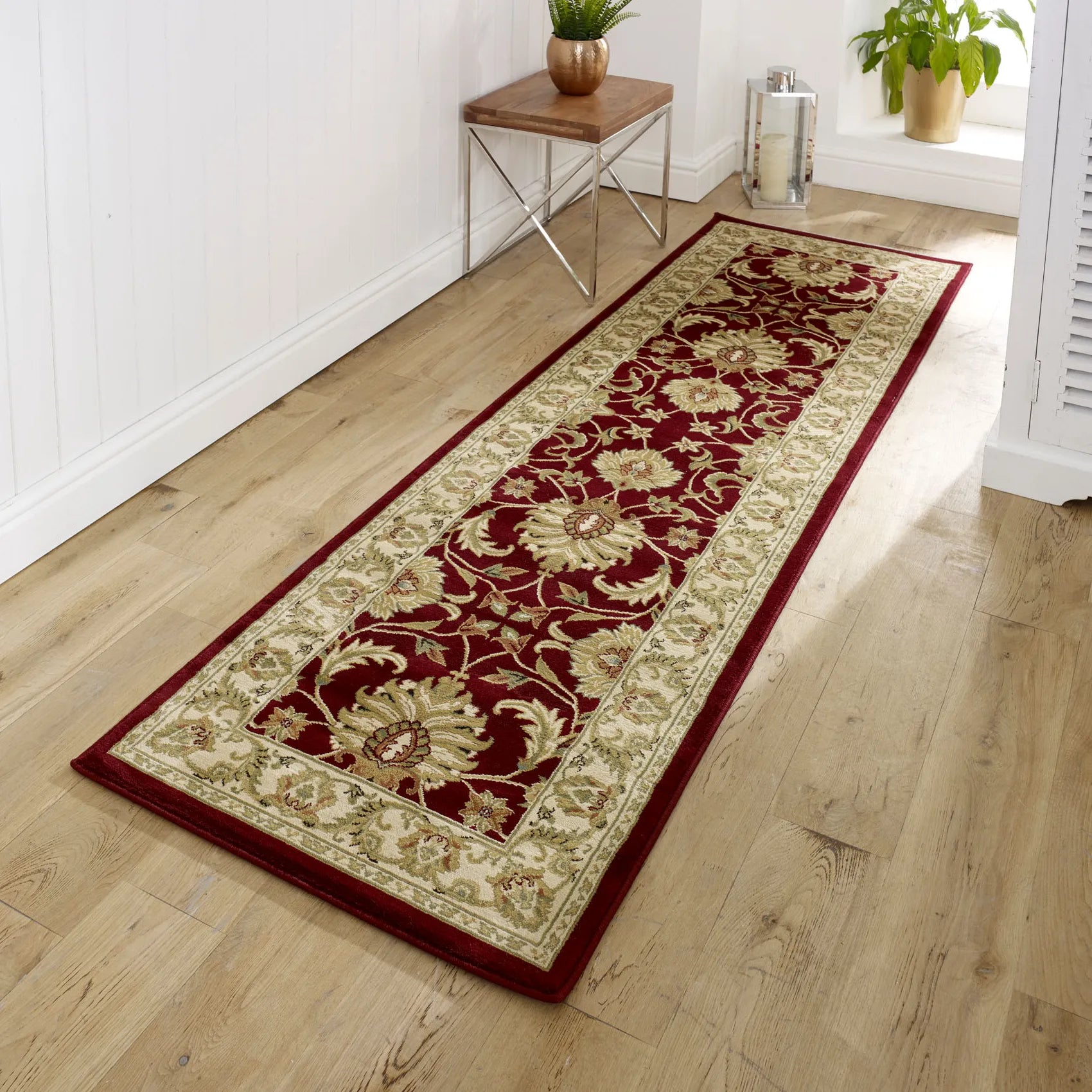 Kendra 45M Red and Gold Traditional Runner Rug - Pendle Village Furniture