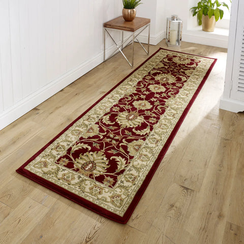 Kendra 45M Red and Gold Traditional Runner Rug - Pendle Village Furniture