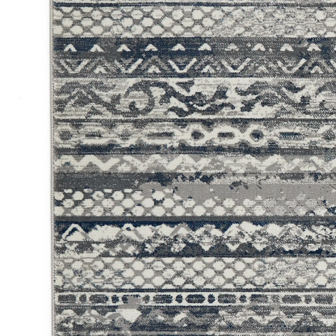 Kendra 7153H Grey Aztec Stripe Rug - Pendle Village Furniture