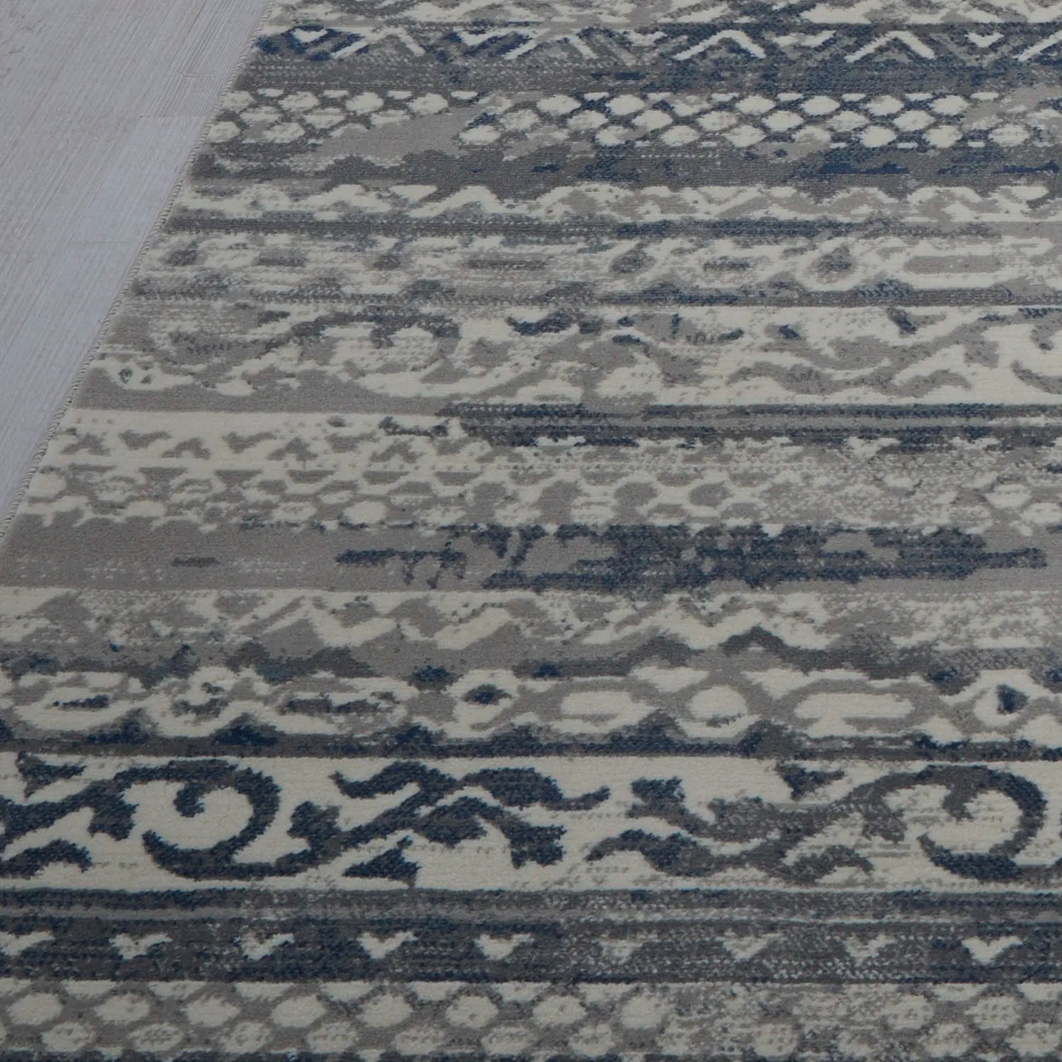 Kendra 7153H Grey Aztec Stripe Rug - Pendle Village Furniture