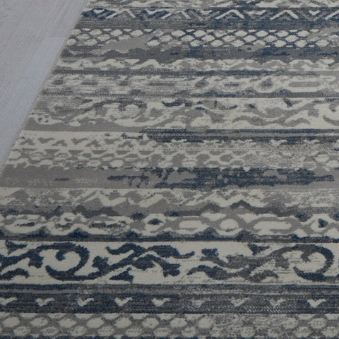 Kendra 7153H Grey Aztec Stripe Rug - Pendle Village Furniture