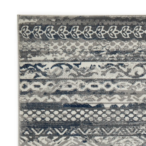 Kendra 7153H Grey Aztec Stripe Rug - Pendle Village Furniture