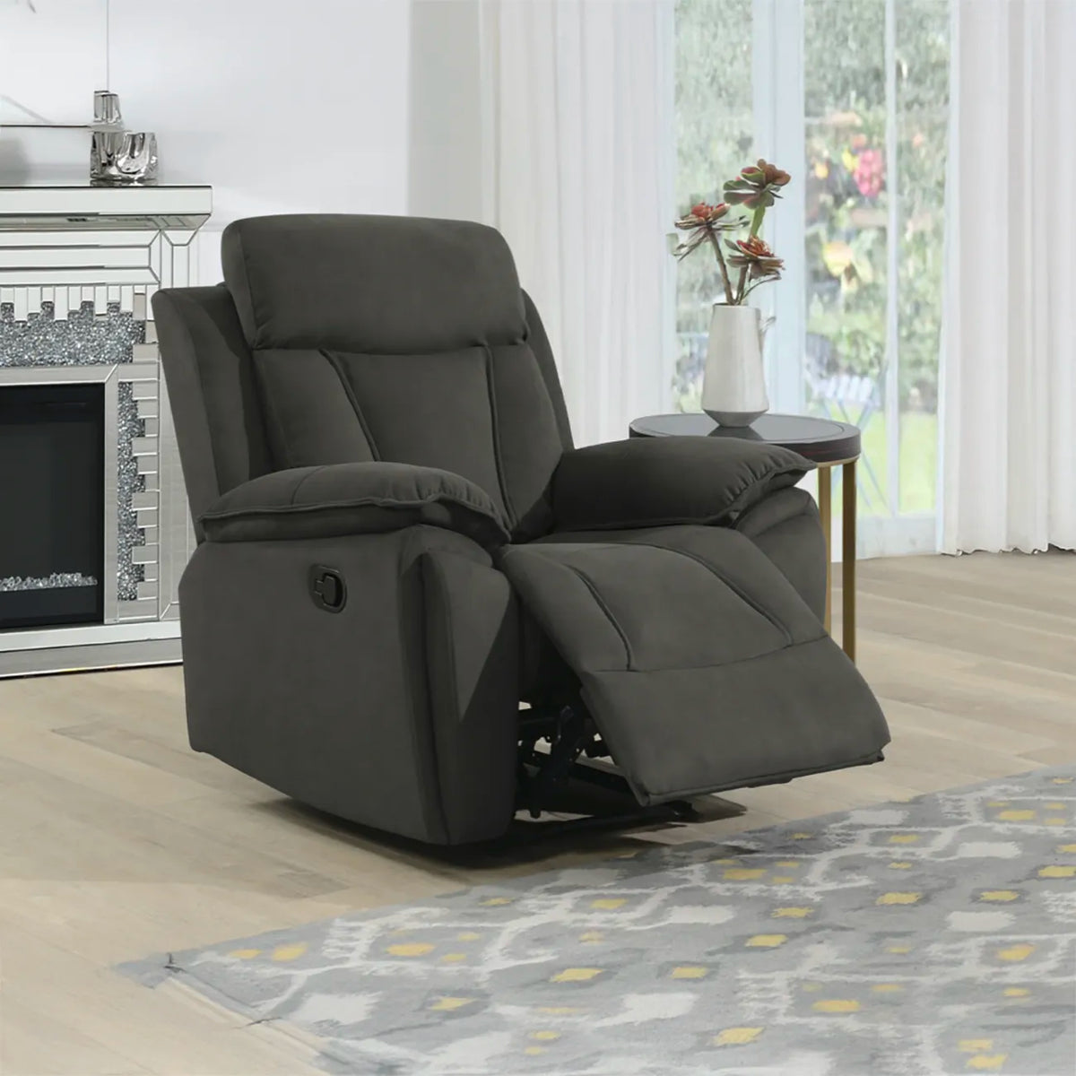 Kensington Chocolate Fabric Manual Recliner Armchair
