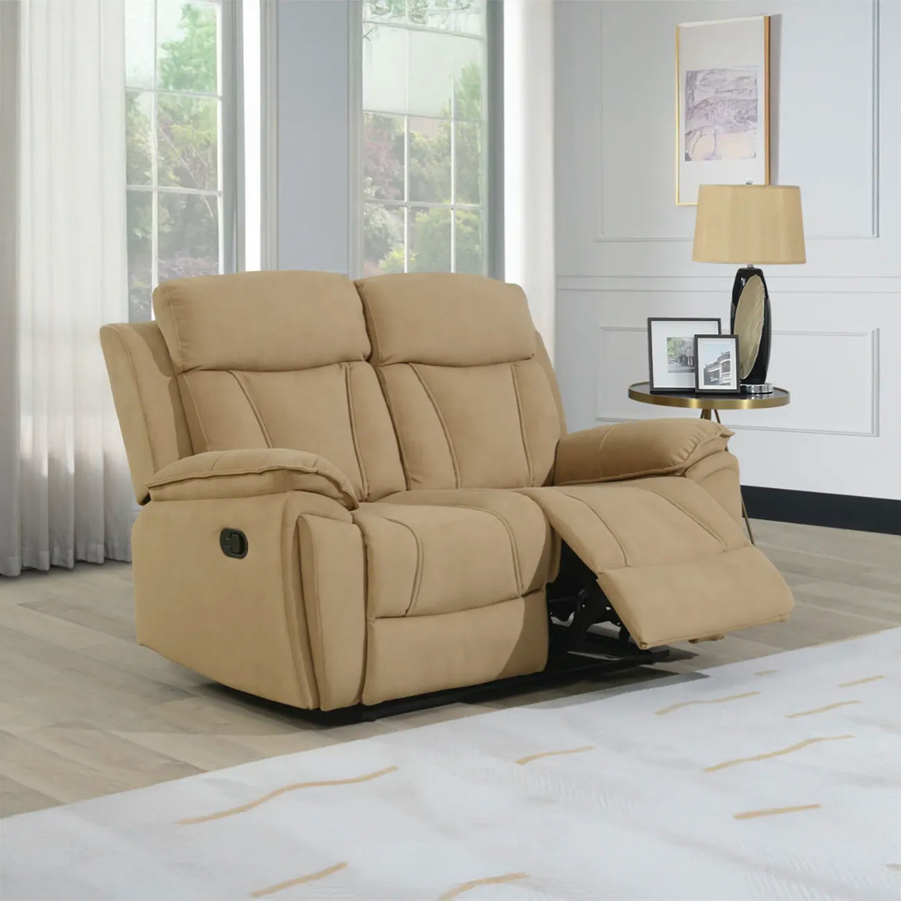 Kensington Fabric Manual Recliner Sofa suite Available in 2 Seater in Sand Colour