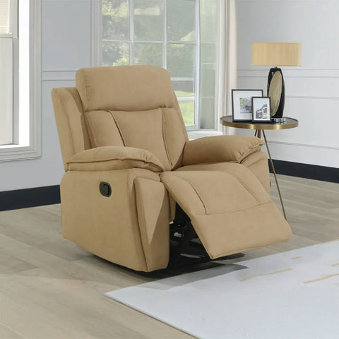 Kensington Fabric Manual Recliner Arm Chair in Sand Colour