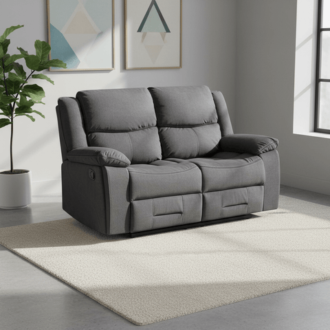 Kent 2 Seater Manual Recliner Sofa in Charcoal