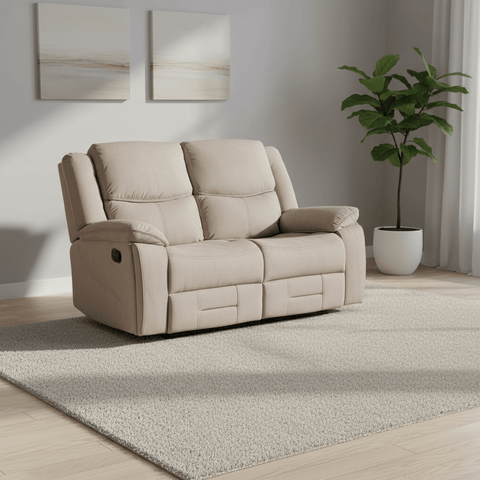 Kent 2 Seater Manual Recliner Sofa in Khaki