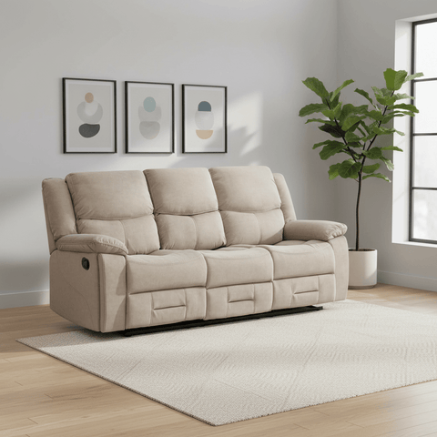 Kent 3 Seater Manual Recliner Sofa in Khaki