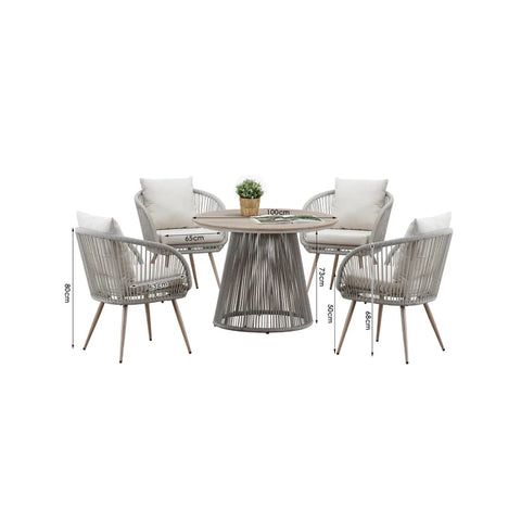 Kingston 4 Seater Outdoor Dining Set with Round Table