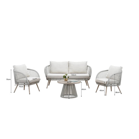 Kingston 4 Seater Outdoor Lounge Set with Coffee Table